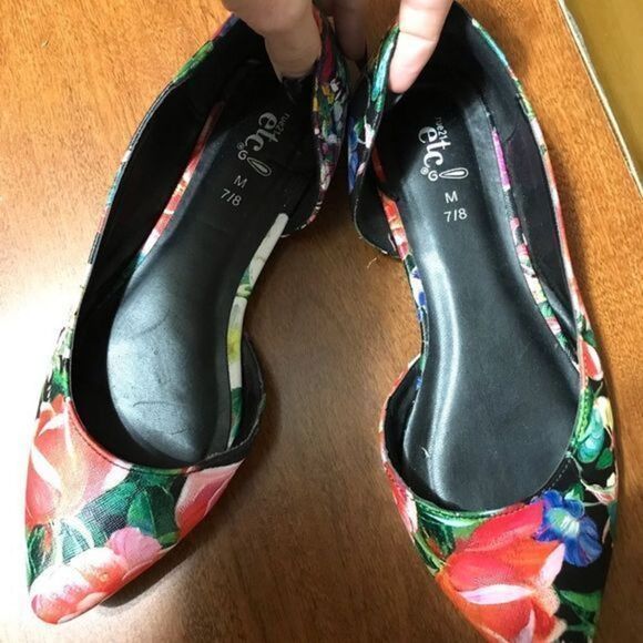 rue21 floral super cute flats shoes 7/8 - Picture 5 of 6